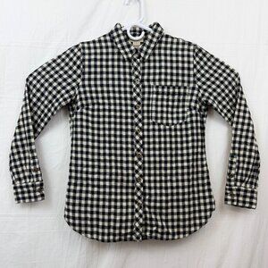 Lucky Brand Long Sleeve Flannel Button Down Shirt Women S Black White Checkered